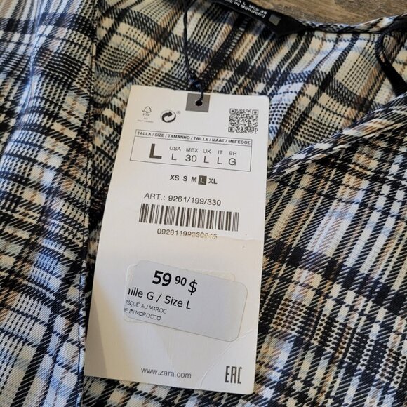 NWT ZARA | Plaid Satin Effect Dress | Sz. L - Picture 6 of 8